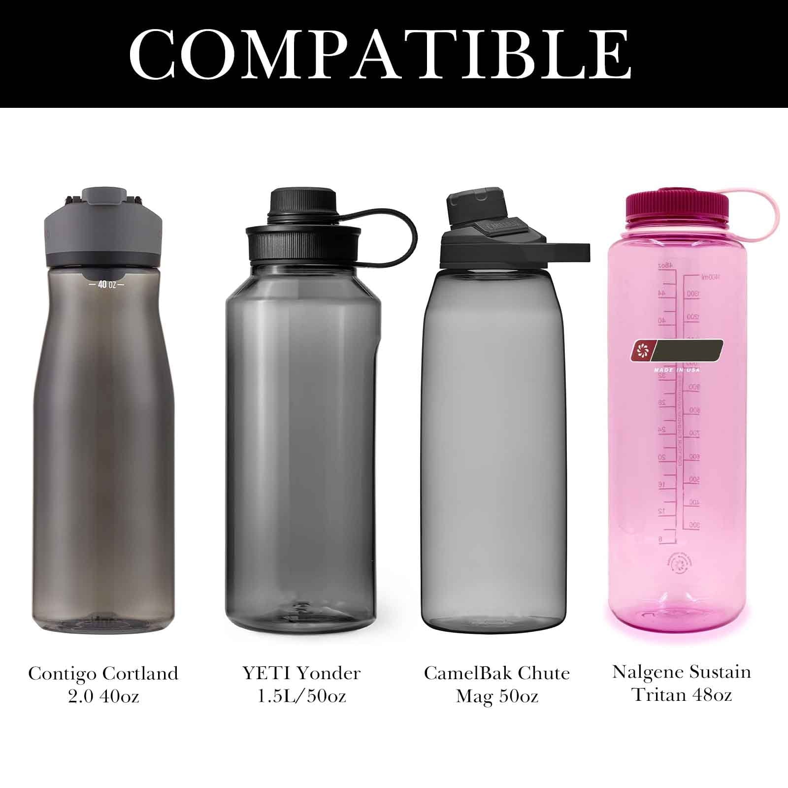 Linkidea Sports Water Bottle Carrier with Strap Compatible with Nalgene Sustain Tritan 48oz, CamelBak Chute Mag 50oz, Thick Waterbottle Cooler Bag Holder Shoulder Strap, Black M216J