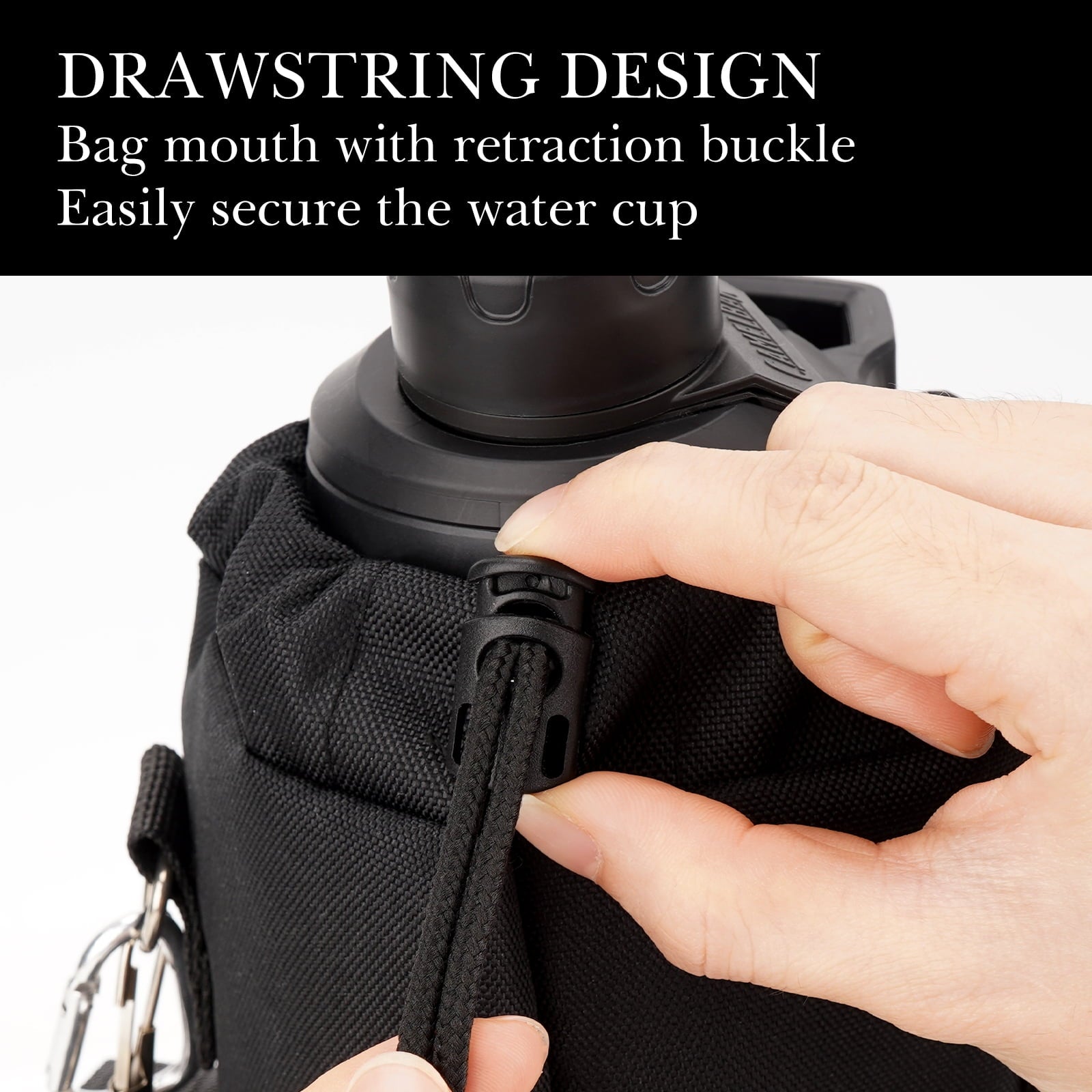 Linkidea Sports Water Bottle Carrier with Strap Compatible with Nalgene Sustain Tritan 48oz, CamelBak Chute Mag 50oz, Thick Waterbottle Cooler Bag Holder Shoulder Strap, Black M216J