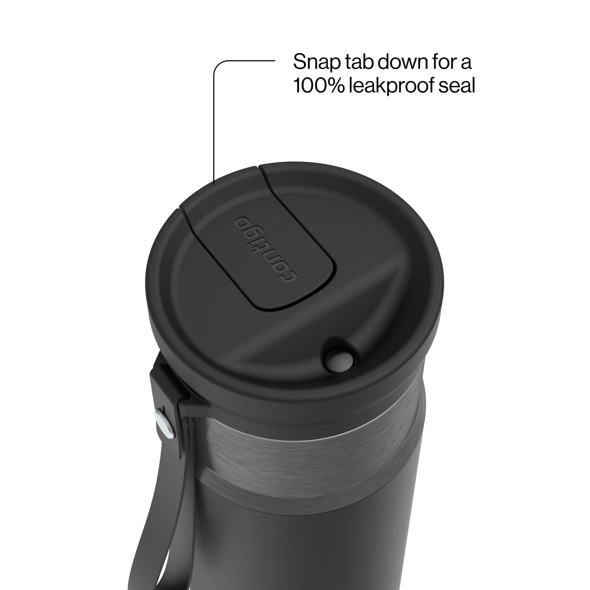 Contigo SnapSeal Leakproof Stainless Steel Reusable Water Bottle with Carrying Strap, Dark Blue/Bronze, 24 oz M24M