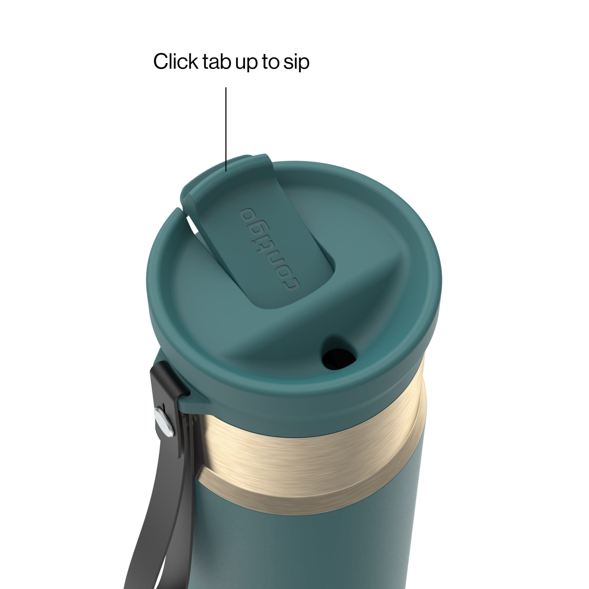 Contigo SnapSeal Leakproof Stainless Steel Reusable Water Bottle with Carrying Strap, Dark Blue/Bronze, 24 oz M24M