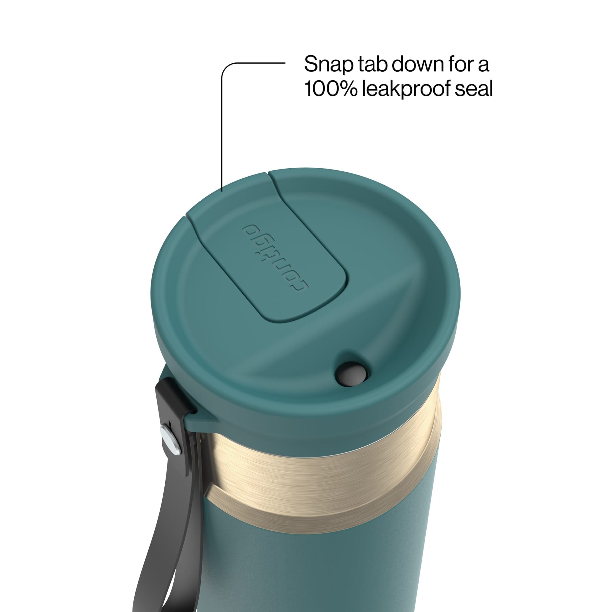 Contigo SnapSeal Leakproof Stainless Steel Reusable Water Bottle with Carrying Strap, Dark Blue/Bronze, 24 oz M24M