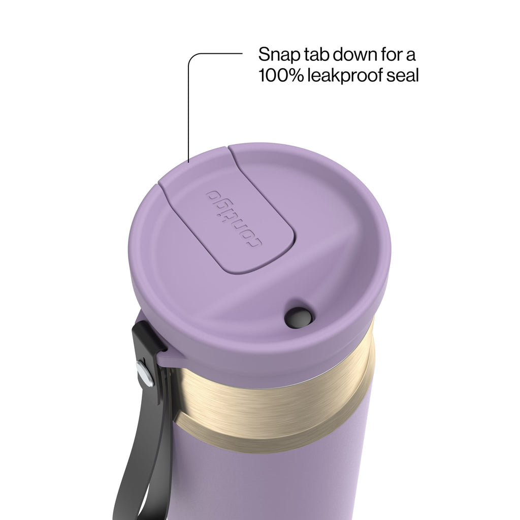 Contigo SnapSeal Leakproof Stainless Steel Reusable Water Bottle with Carrying Strap, Dark Blue/Bronze, 24 oz M24M