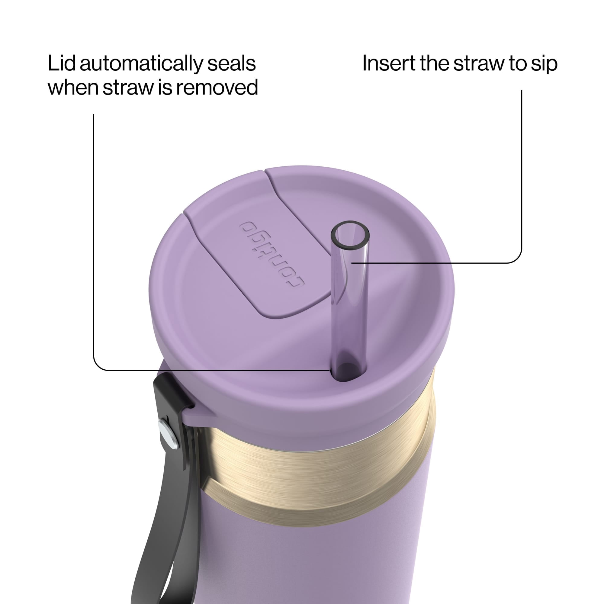 Contigo SnapSeal Leakproof Stainless Steel Reusable Water Bottle with Carrying Strap, Dark Blue/Bronze, 24 oz M24M