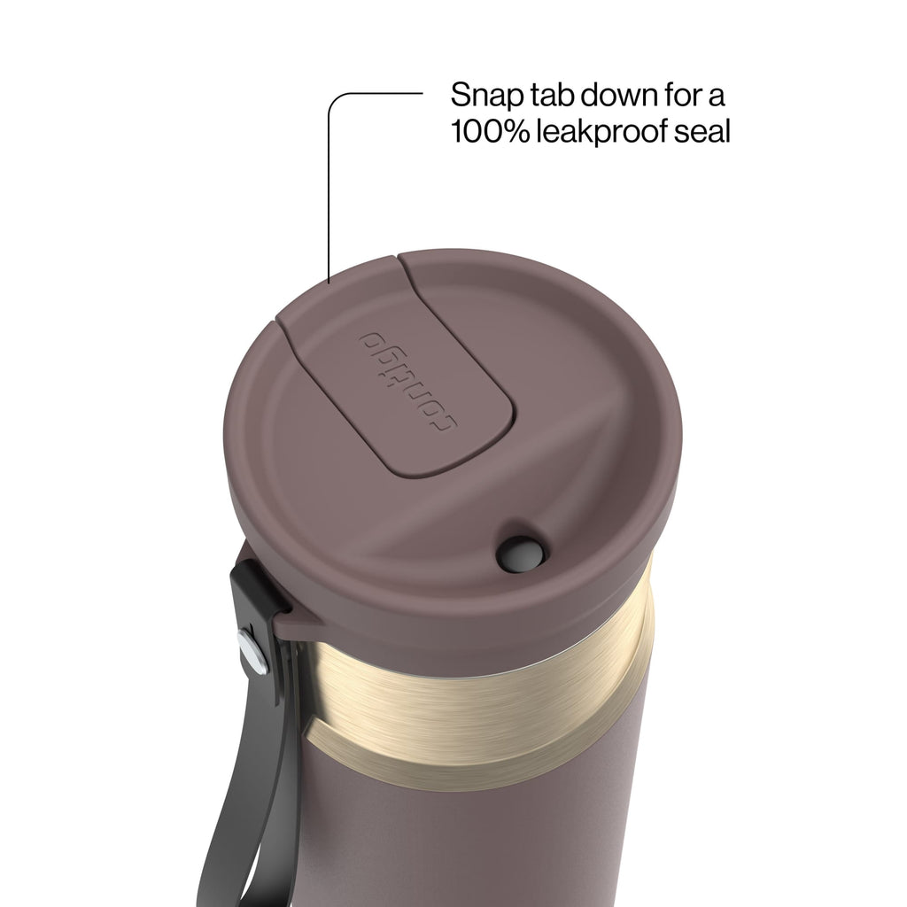 Contigo SnapSeal Leakproof Stainless Steel Reusable Water Bottle with Carrying Strap, Dark Blue/Bronze, 24 oz M24M