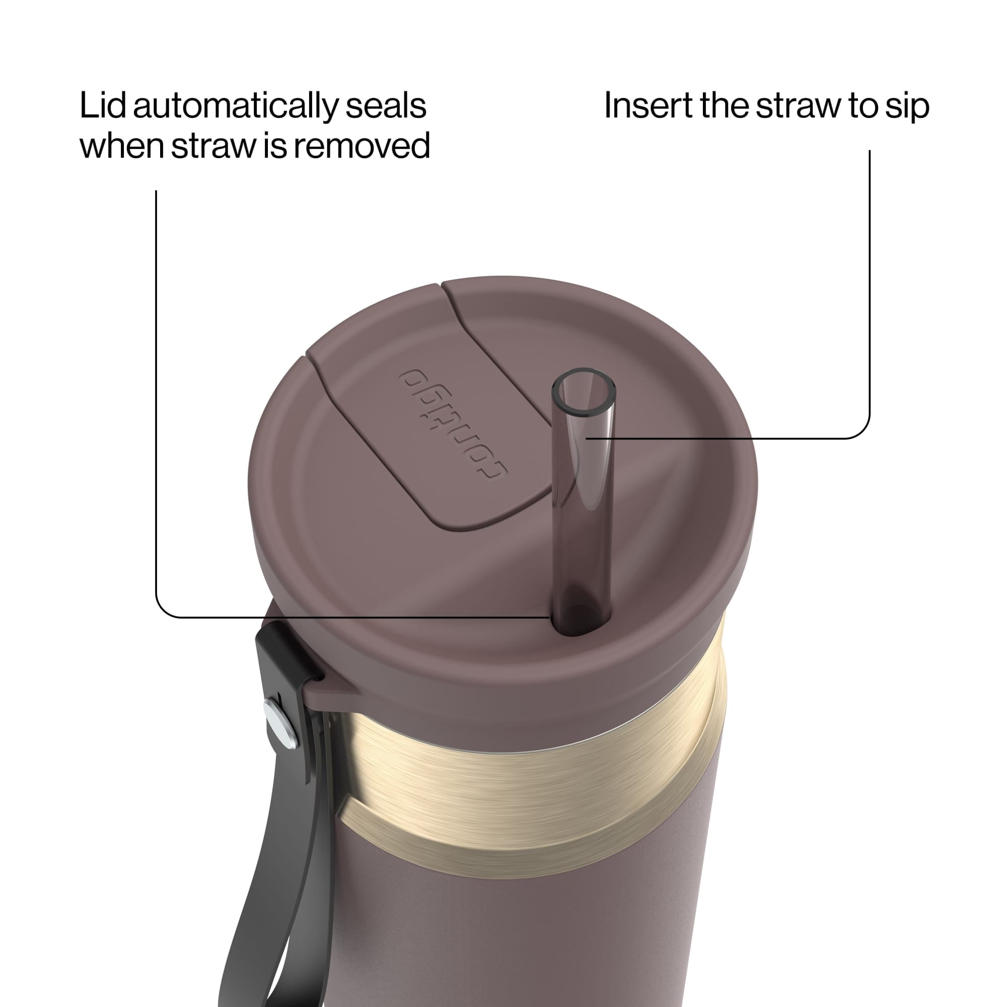 Contigo SnapSeal Leakproof Stainless Steel Reusable Water Bottle with Carrying Strap, Dark Blue/Bronze, 24 oz M24M