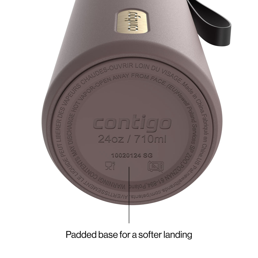 Contigo SnapSeal Leakproof Stainless Steel Reusable Water Bottle with Carrying Strap, Dark Blue/Bronze, 24 oz M24M