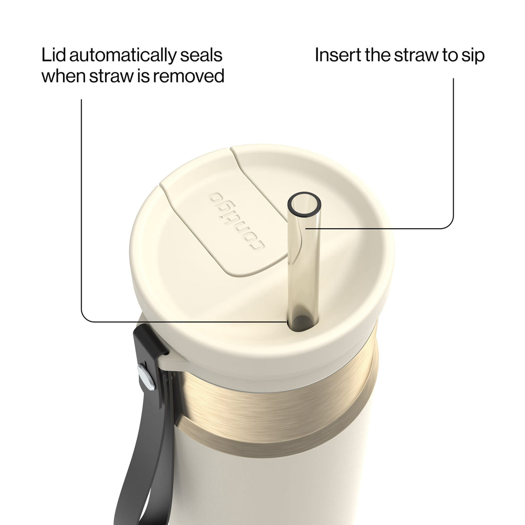 Contigo SnapSeal Leakproof Stainless Steel Reusable Water Bottle with Carrying Strap, Dark Blue/Bronze, 24 oz M24M