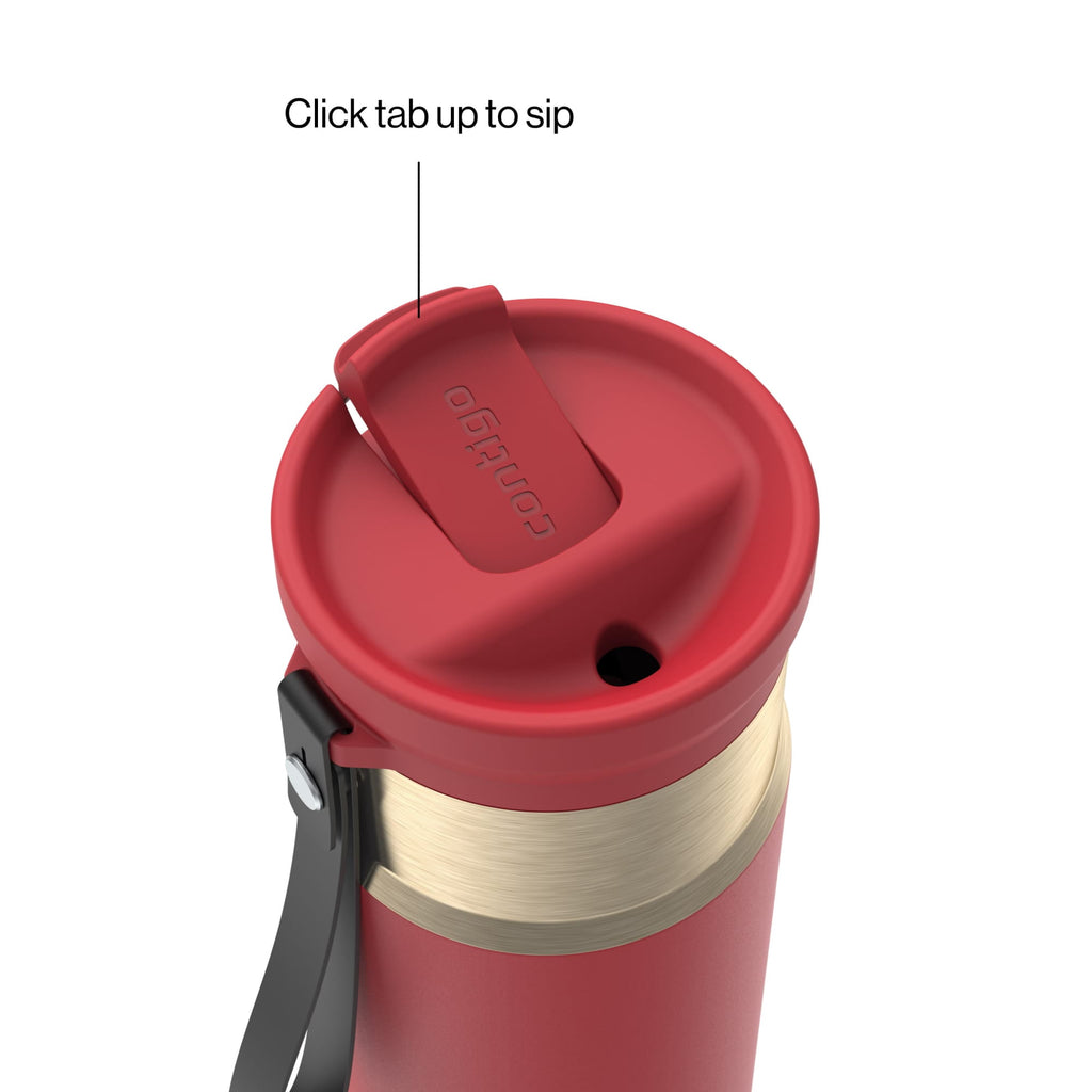 Contigo SnapSeal Leakproof Stainless Steel Reusable Water Bottle with Carrying Strap, Dark Blue/Bronze, 24 oz M24M