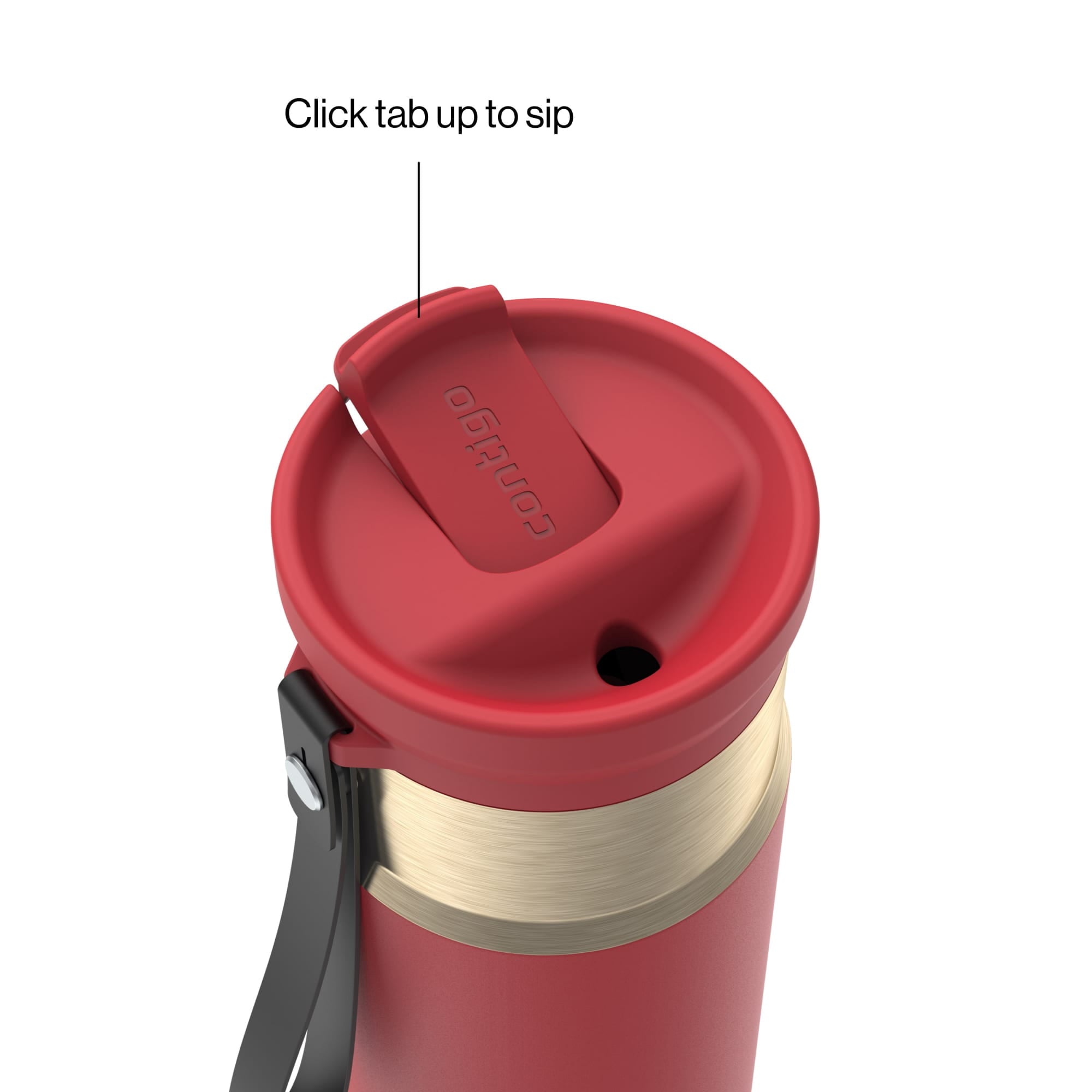 Contigo SnapSeal Leakproof Stainless Steel Reusable Water Bottle with Carrying Strap, Dark Blue/Bronze, 24 oz M24M