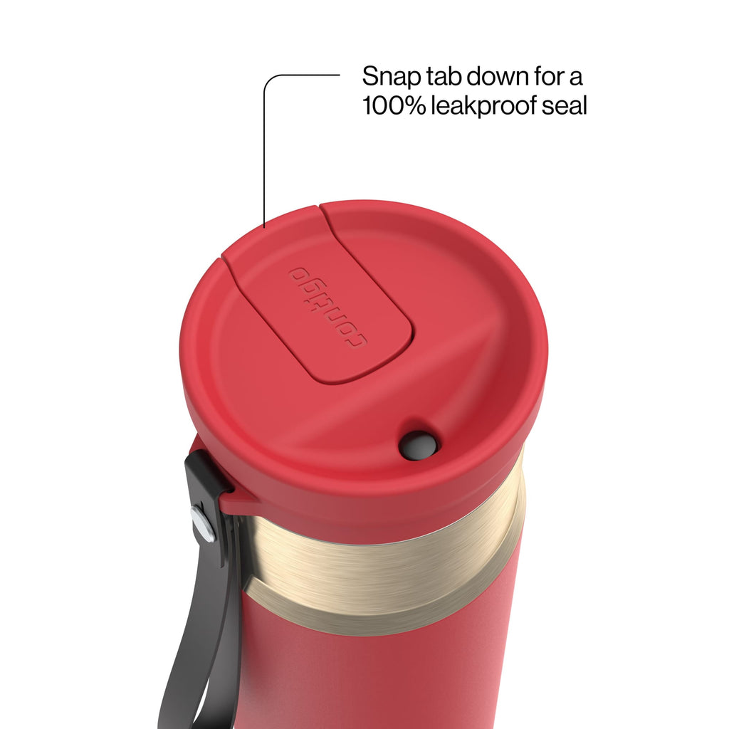 Contigo SnapSeal Leakproof Stainless Steel Reusable Water Bottle with Carrying Strap, Dark Blue/Bronze, 24 oz M24M