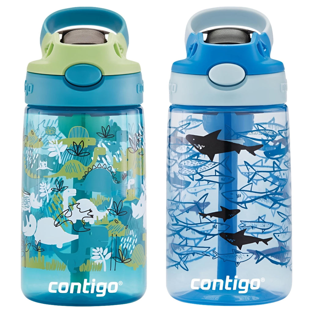 Contigo Kids 2-Pack Straw Water Bottle, 14 oz - Dinos/Sharks M57X