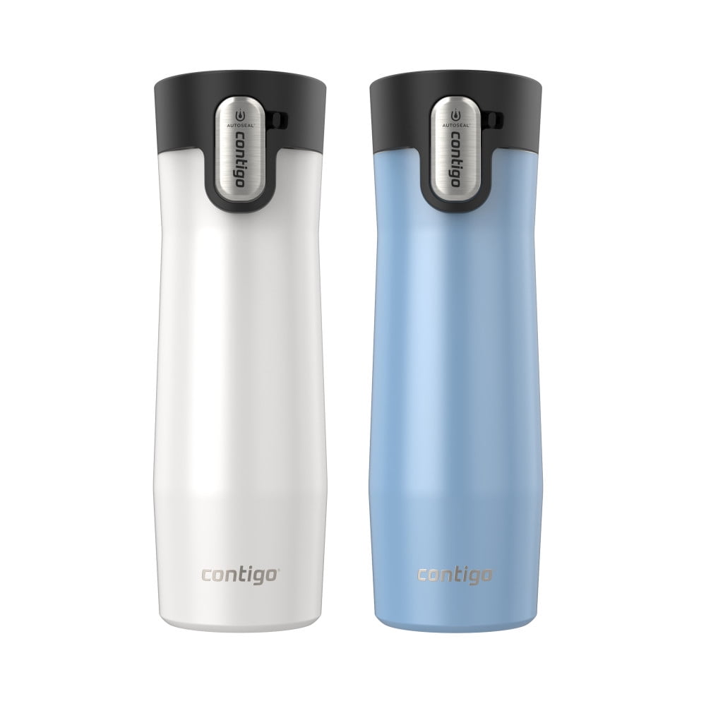 Contigo AUTOSEAL West Loop Vacuum-Insulated Stainless Steel Travel Mug with Easy-Clean Lid, 20 oz, Crystal Lakeside &amp; Crystal Agave, 2-Pack M09T