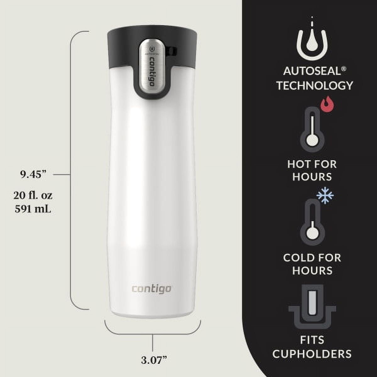Contigo AUTOSEAL West Loop Vacuum-Insulated Stainless Steel Travel Mug with Easy-Clean Lid, 20 oz, Crystal Lakeside &amp; Crystal Agave, 2-Pack M09T