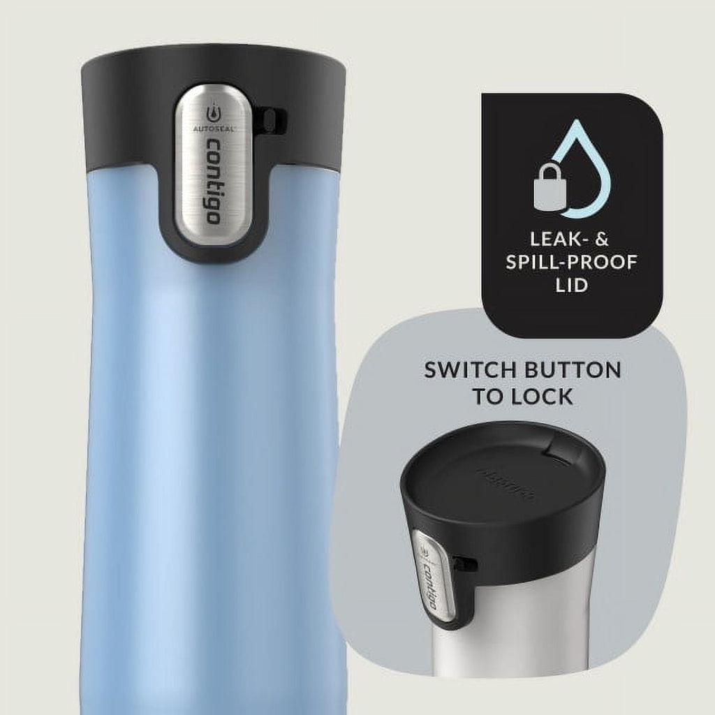 Contigo AUTOSEAL West Loop Vacuum-Insulated Stainless Steel Travel Mug with Easy-Clean Lid, 20 oz, Crystal Lakeside &amp; Crystal Agave, 2-Pack M09T