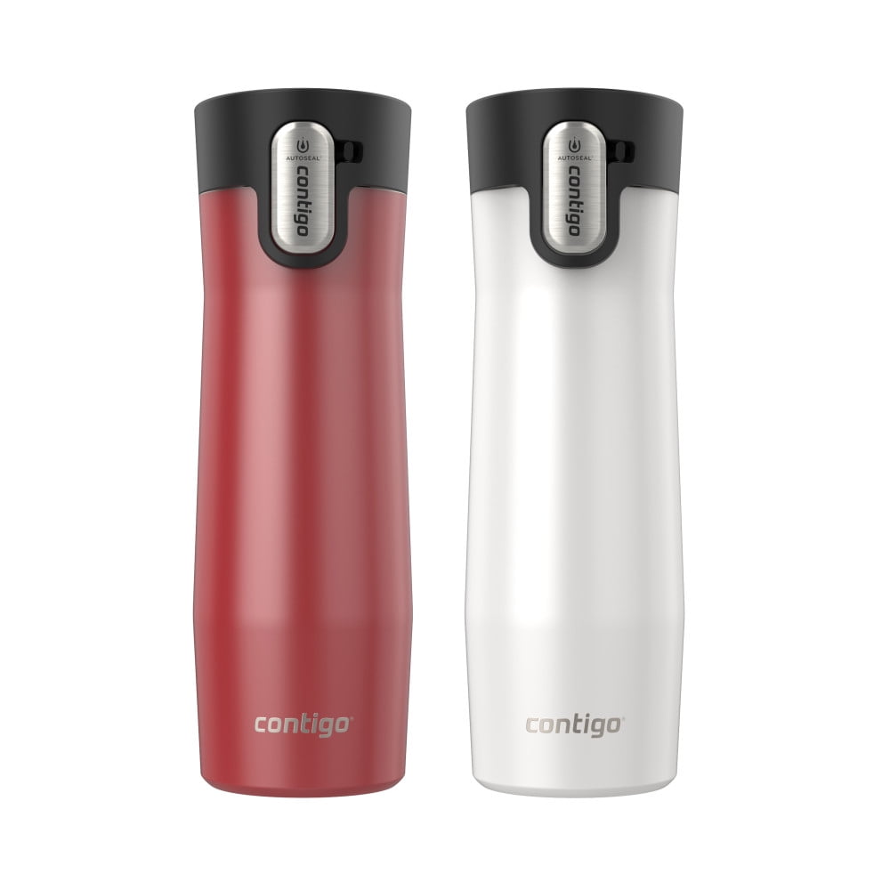 Contigo AUTOSEAL West Loop Vacuum-Insulated Stainless Steel Travel Mug with Easy-Clean Lid, 20 oz, Crystal Lakeside &amp; Crystal Agave, 2-Pack M09T