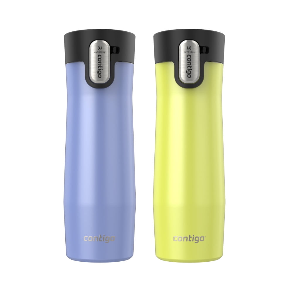 Contigo AUTOSEAL West Loop Vacuum-Insulated Stainless Steel Travel Mug with Easy-Clean Lid, 20 oz, Crystal Lakeside &amp; Crystal Agave, 2-Pack M09T
