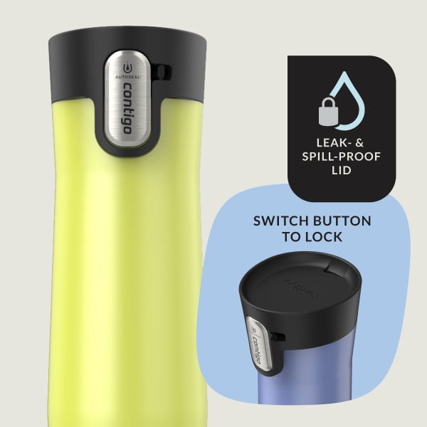 Contigo AUTOSEAL West Loop Vacuum-Insulated Stainless Steel Travel Mug with Easy-Clean Lid, 20 oz, Crystal Lakeside &amp; Crystal Agave, 2-Pack M09T