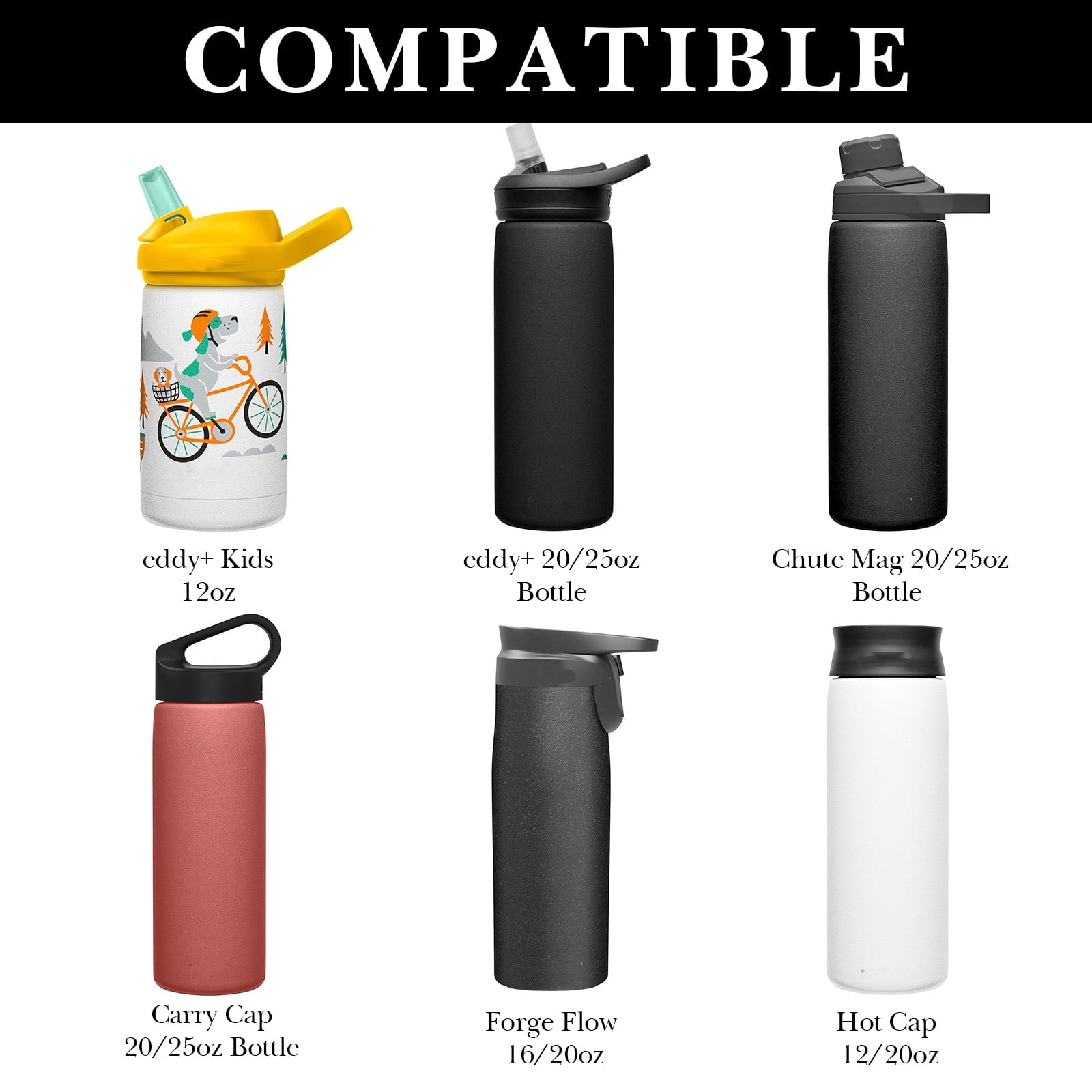 Linkidea 6 Pack Water Bottle Bottom Pad Compatible with CamelBak eddy+ Steel Bottle 20/25oz, Chute Mag Bottle, Silicone Anti-Slip Waterbottle Base Silencer Rubber Protector M391Y
