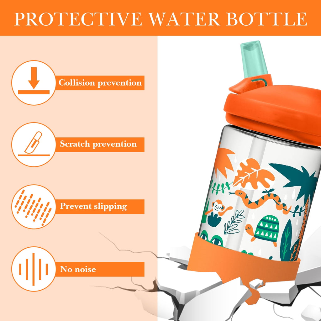 Linkidea 2 Pack Water Bottle Boot Compatible with CamelBak Eddy+20oz/25oz, Chute Mag 20oz/25oz, Carry Cap, Silicone Anti-Slip Bottle Bottom Bumper Protector (Orange) M387D