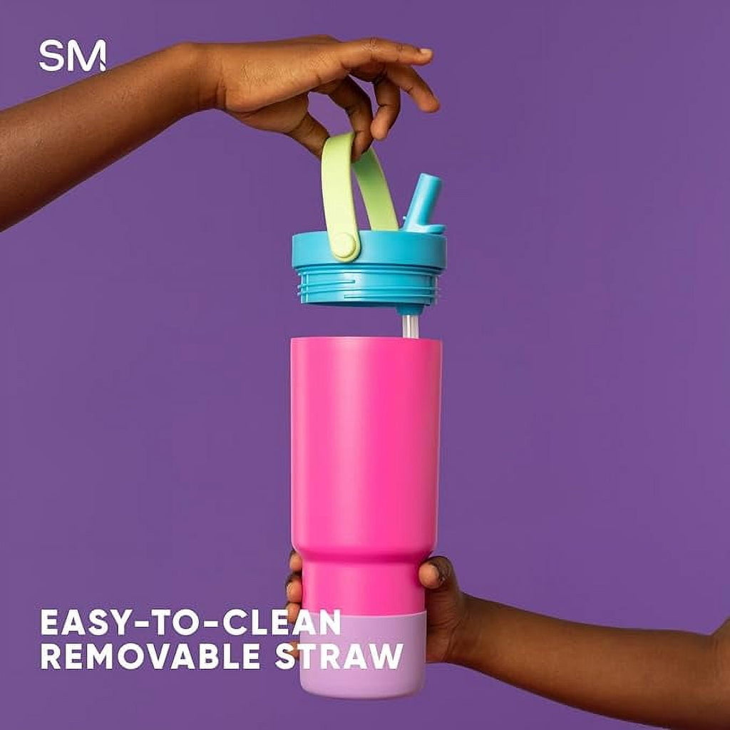 Simple Modern 24 fl oz Insulated Stainless Steel Trek Pivot Tumbler with Straw Lid and Top Handle|Seaside Blue M397V