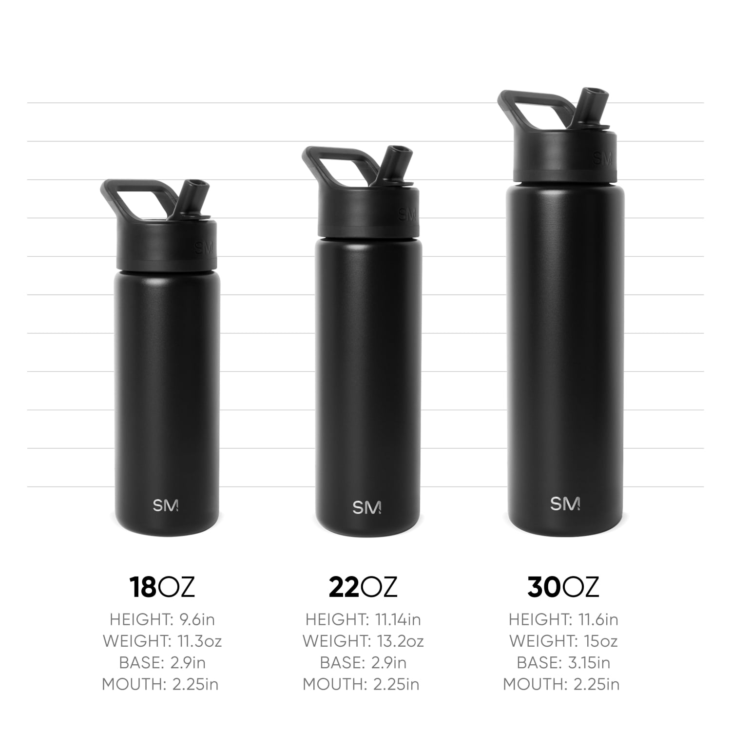 Simple Modern 18 fl oz Insulated Stainless Steel Summit Wide Mouth Water Bottle with Handle and Straw Lid|Black and White Checkmate M398U