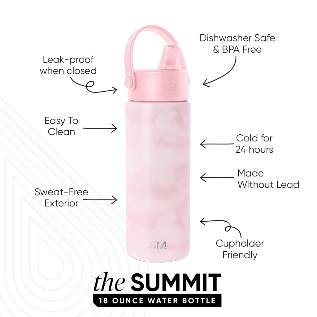 Simple Modern 18 fl oz Insulated Stainless Steel Summit Wide Mouth Water Bottle with Handle and Straw Lid|Black and White Checkmate M398U
