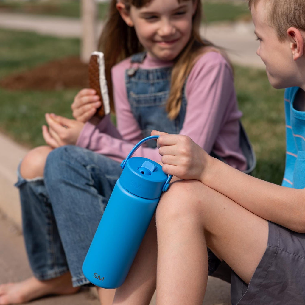 Simple Modern 18 fl oz Insulated Stainless Steel Summit Wide Mouth Water Bottle with Handle and Straw Lid|Black and White Checkmate M398U