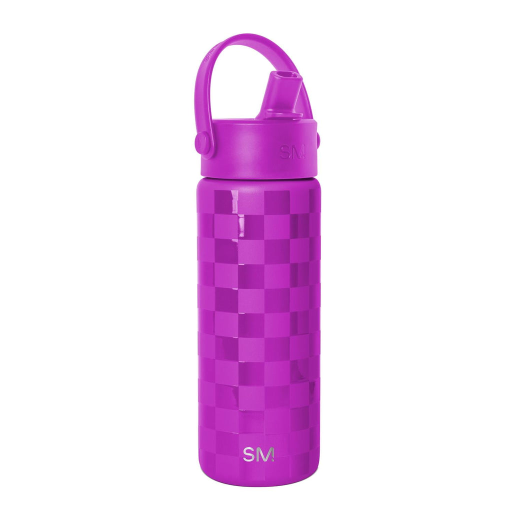 Simple Modern 18 fl oz Insulated Stainless Steel Summit Wide Mouth Water Bottle with Handle and Straw Lid|Black and White Checkmate M398U