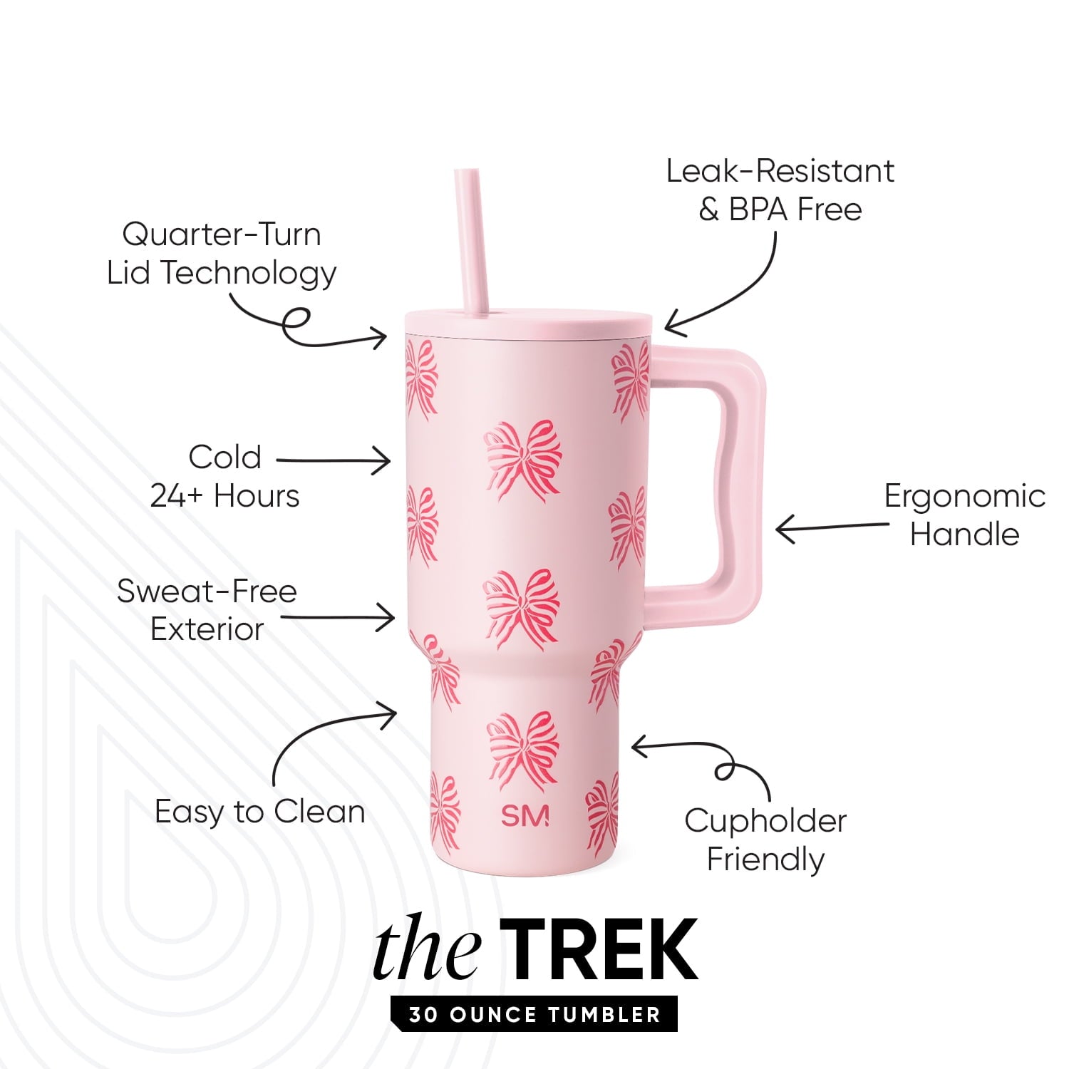 Simple Modern 30 fl oz Insulated Stainless Steel Trek Tumbler with Straw Lid | Seaglass Sage and Cream Checkmate M690W