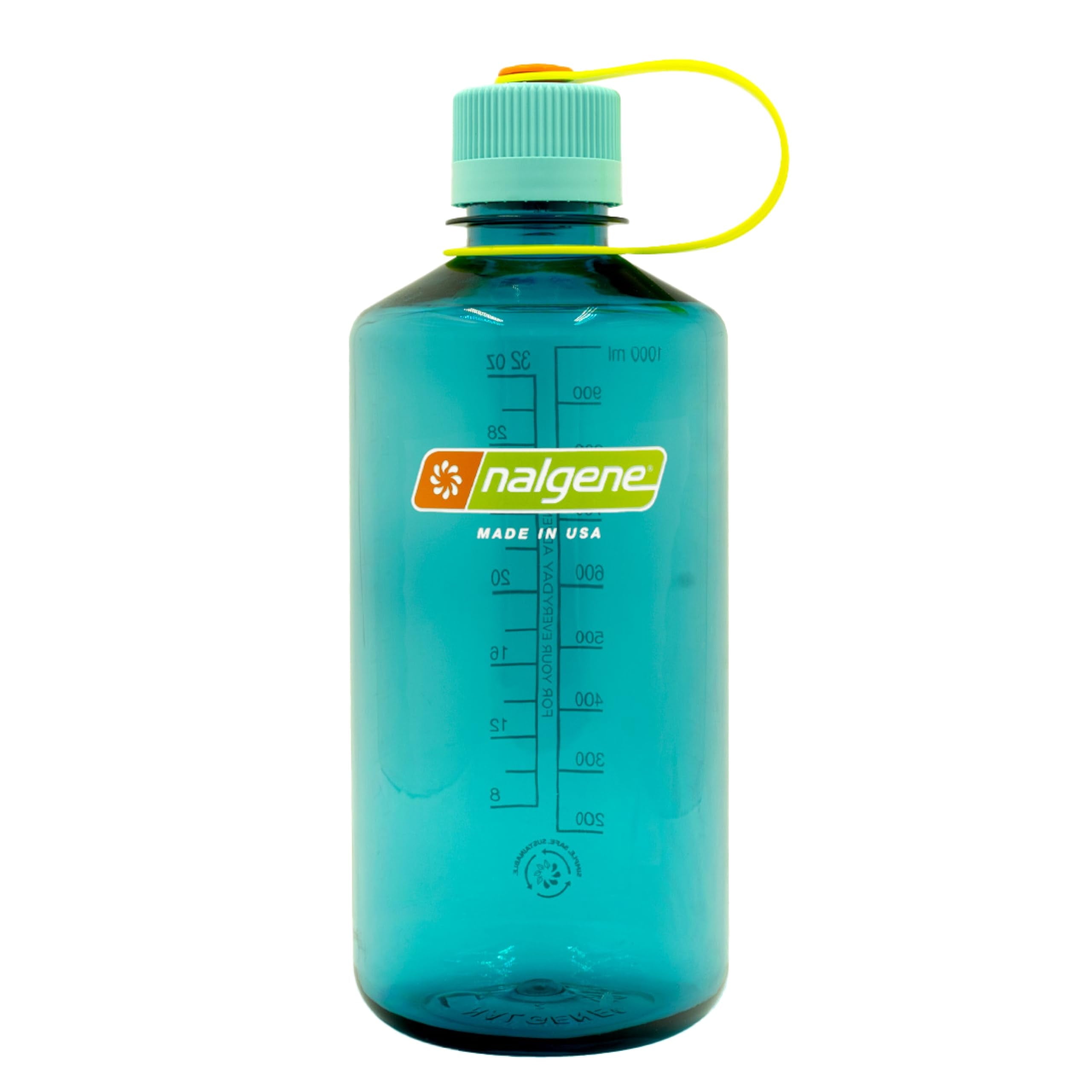 Nalgene Sustain Tritan BPA-Free Water Bottle Made with Material Derived from 50% Plastic Waste (using ISCC certified mass balance), 32 OZ, Narrow Mouth, Cerulean M158G