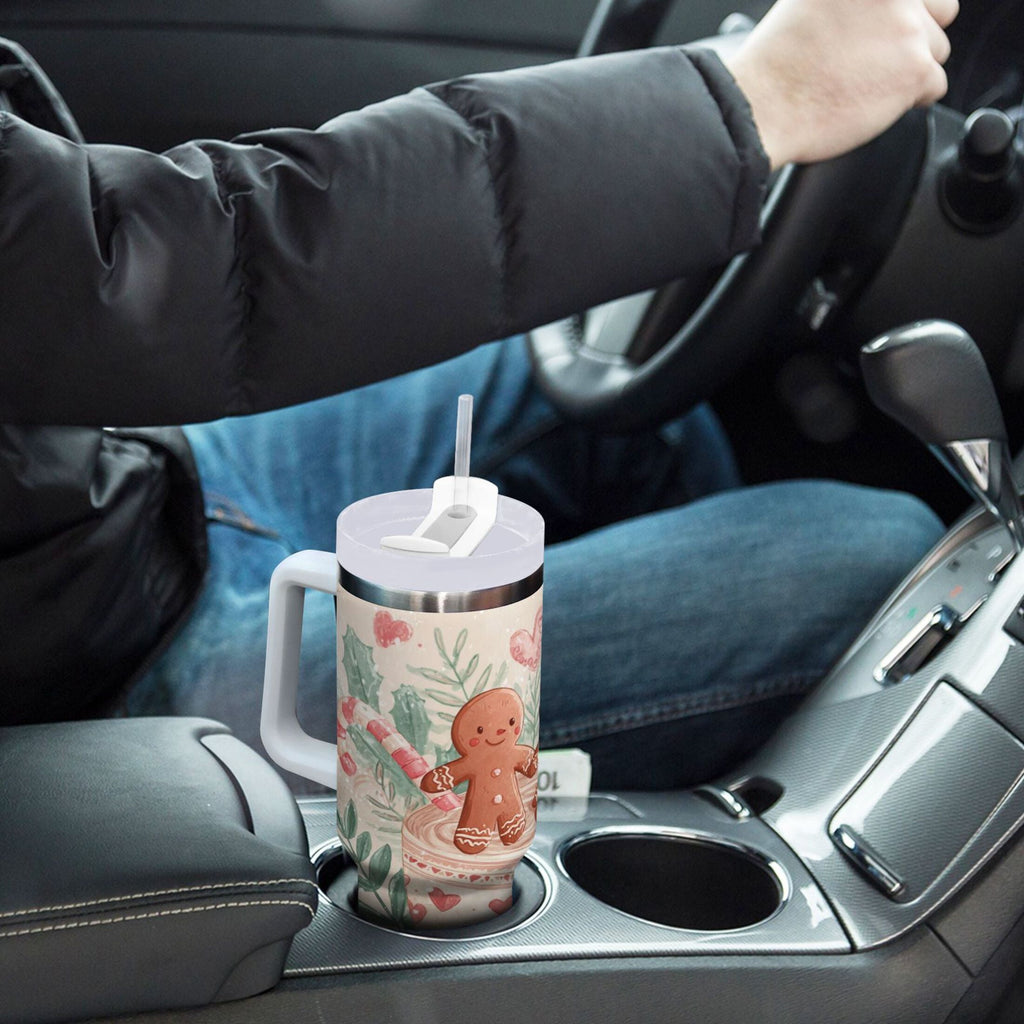 30 oz Insulated Stainless Steel Tumbler Double Wall Stainless Steel Tumbler with 2-Way Drinking Cute Christmas Design M600R