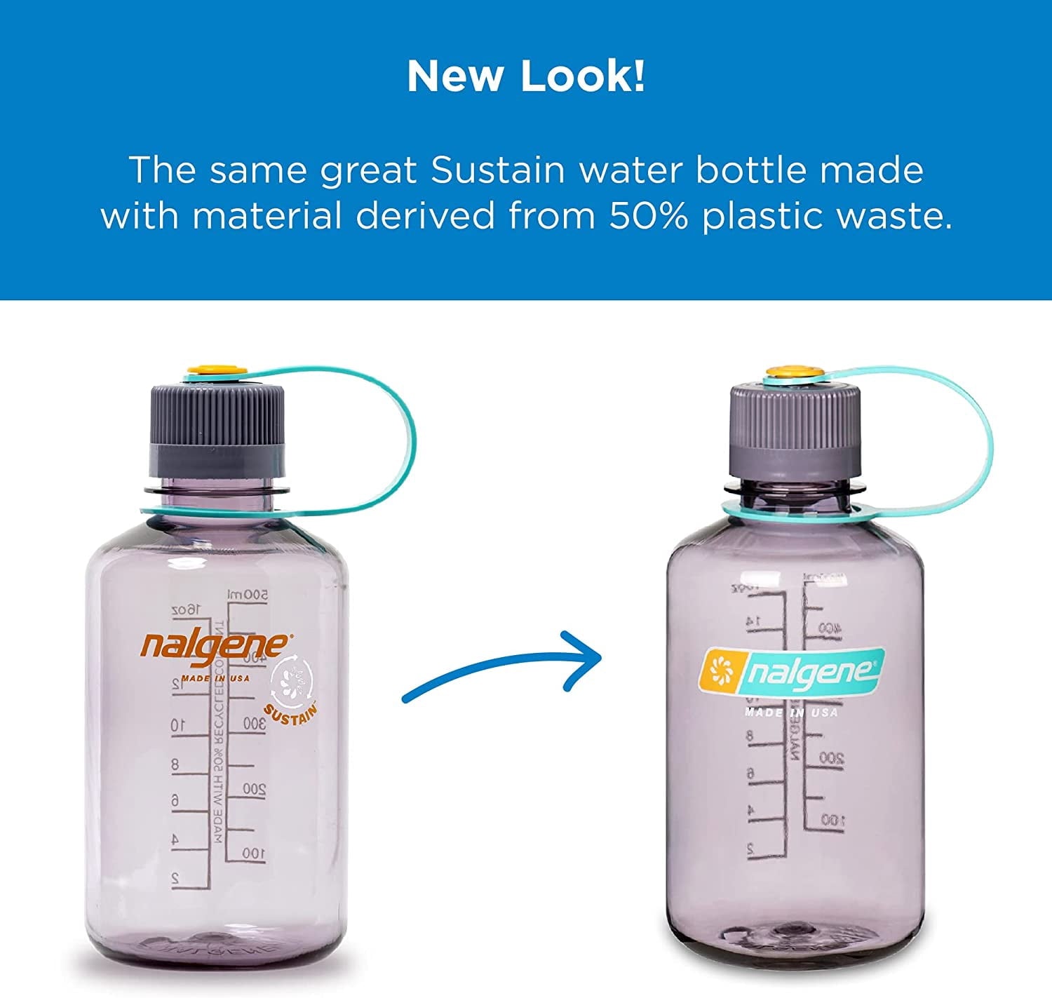 Nalgene Sustain 16 oz. Narrow Mouth Water Bottle - Cornflower Blue M141E