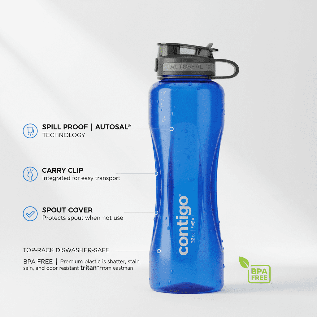 Contigo 32oz AutoSeal Fit Water Bottle 2-Pack Sangria Juniper New Damaged Box M74Q