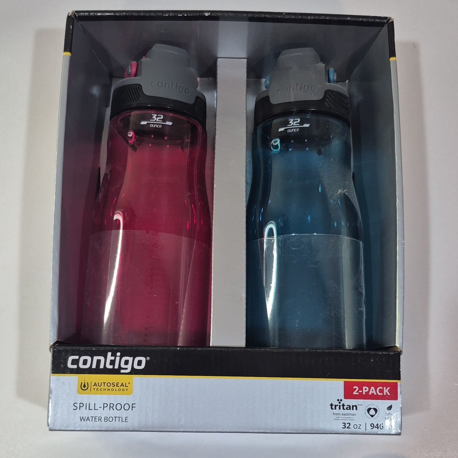 Contigo 32oz AutoSeal Fit Water Bottle 2-Pack Sangria Juniper New Damaged Box M74Q