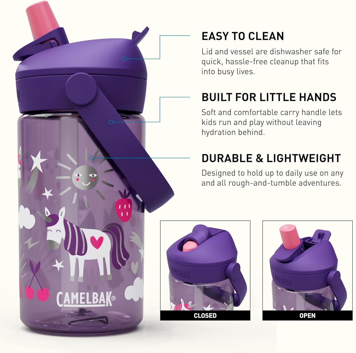 Camelbak Thrive™ Flip Straw Kids 14oz Bottle, Unicorn Party M379Z