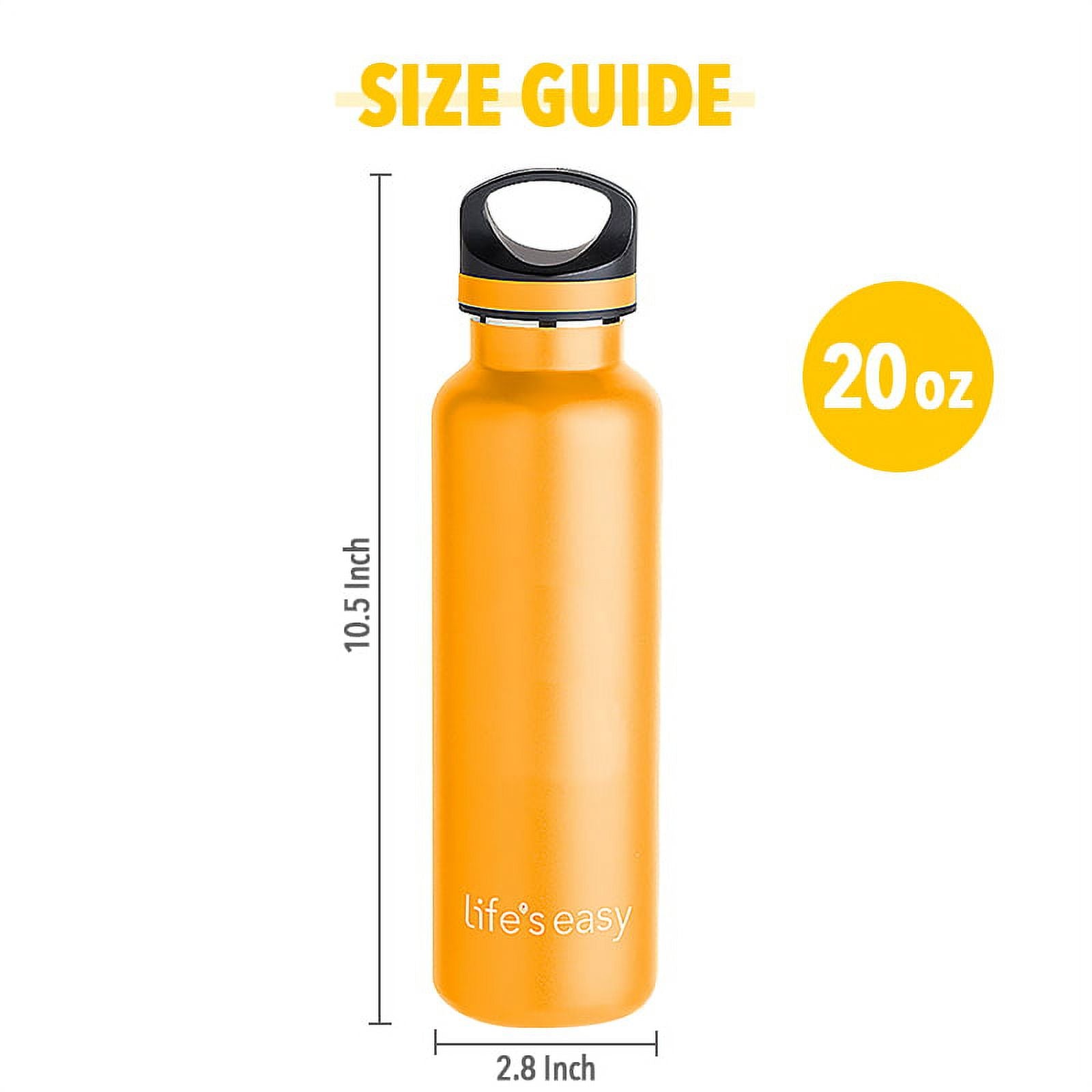 LIFE'S EASY 20 oz. Sports Insulated Water Bottle with Lid. Stainless Steel Vacuum Double Wall Thermo for Modern Hot and Cold Drinks, Simple Metal Hydro Canteen for Travel Men and Women (White) M417D