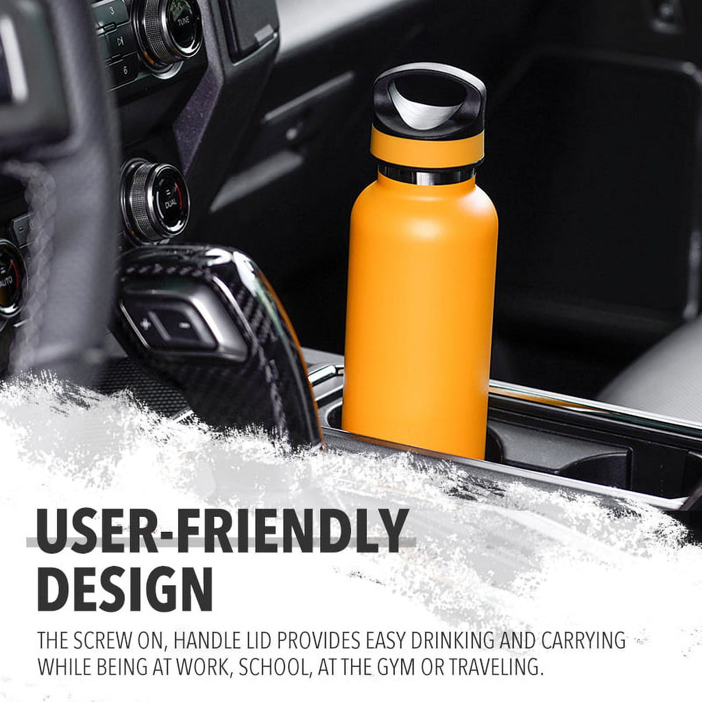 LIFE'S EASY 20 oz. Sports Insulated Water Bottle with Lid. Stainless Steel Vacuum Double Wall Thermo for Modern Hot and Cold Drinks, Simple Metal Hydro Canteen for Travel Men and Women (White) M417D