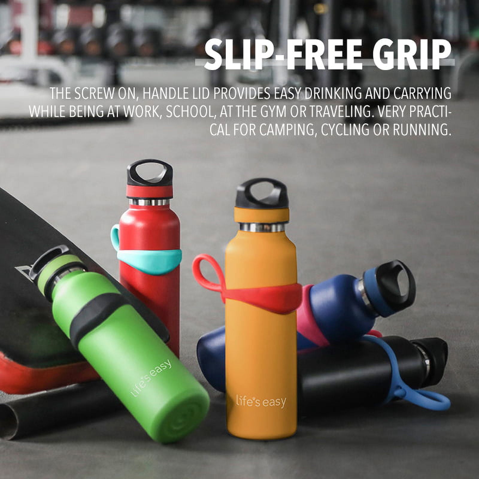 LIFE'S EASY 20 oz. Sports Insulated Water Bottle with Lid. Stainless Steel Vacuum Double Wall Thermo for Modern Hot and Cold Drinks, Simple Metal Hydro Canteen for Travel Men and Women (White) M417D