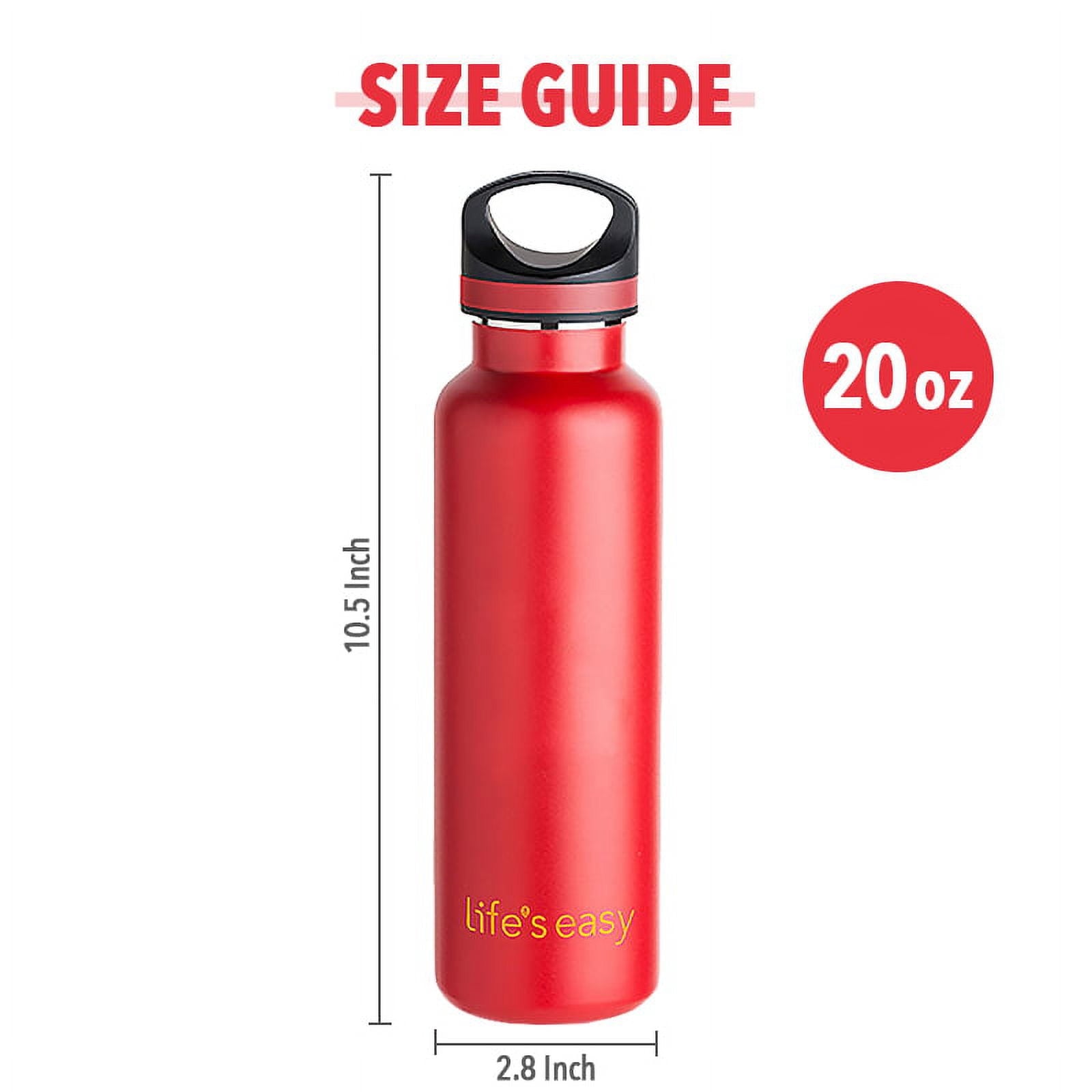 LIFE'S EASY 20 oz. Sports Insulated Water Bottle with Lid. Stainless Steel Vacuum Double Wall Thermo for Modern Hot and Cold Drinks, Simple Metal Hydro Canteen for Travel Men and Women (White) M417D
