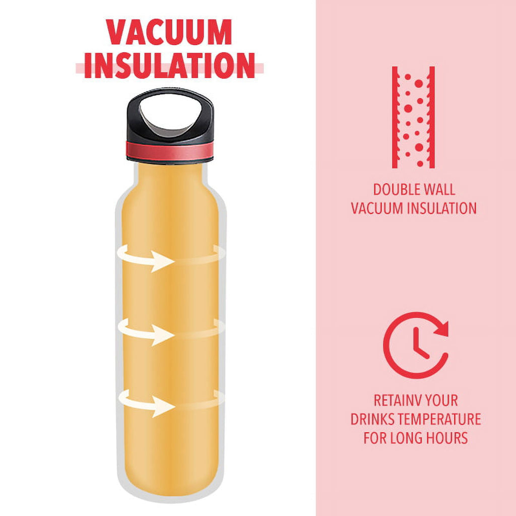LIFE'S EASY 20 oz. Sports Insulated Water Bottle with Lid. Stainless Steel Vacuum Double Wall Thermo for Modern Hot and Cold Drinks, Simple Metal Hydro Canteen for Travel Men and Women (White) M417D