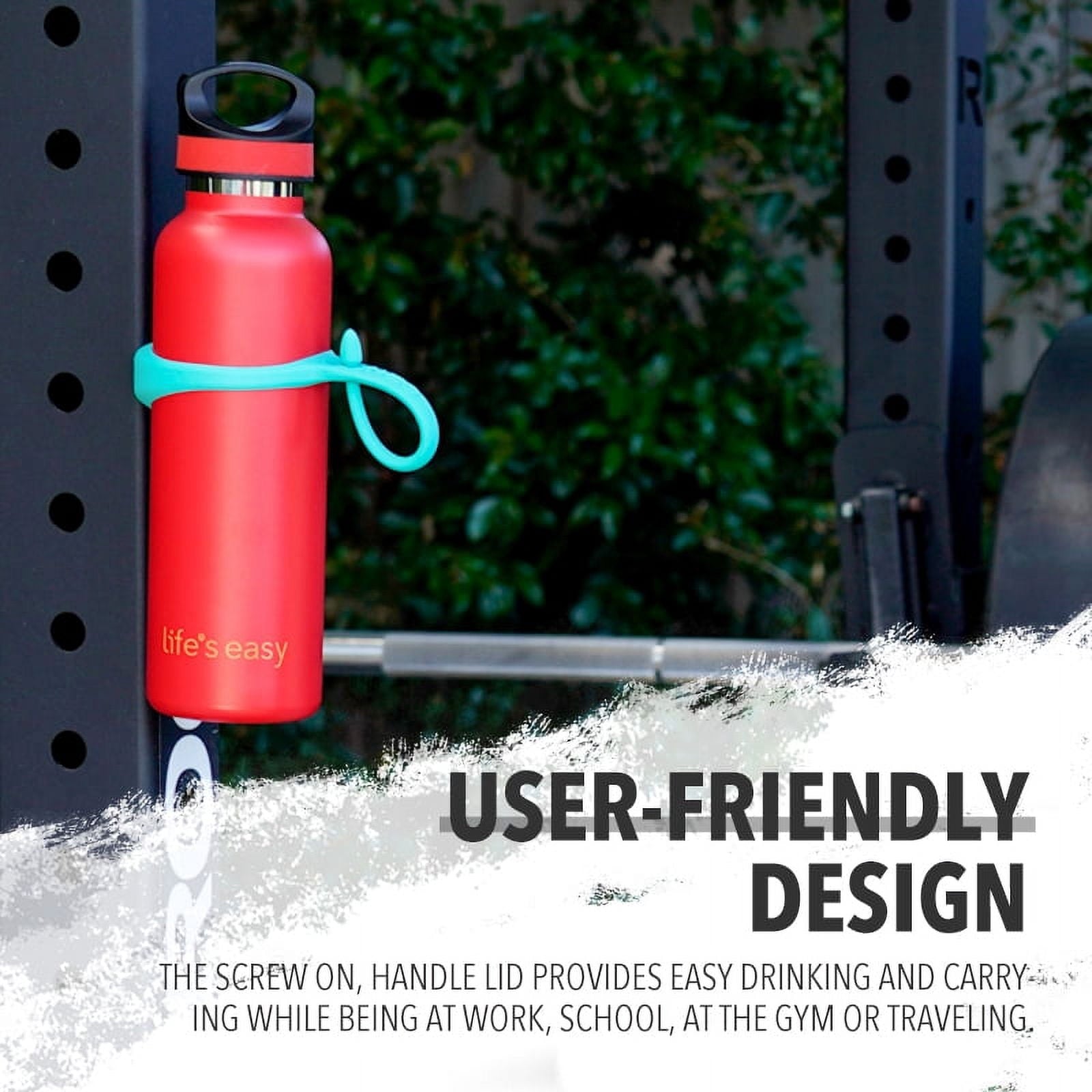 LIFE'S EASY 20 oz. Sports Insulated Water Bottle with Lid. Stainless Steel Vacuum Double Wall Thermo for Modern Hot and Cold Drinks, Simple Metal Hydro Canteen for Travel Men and Women (White) M417D