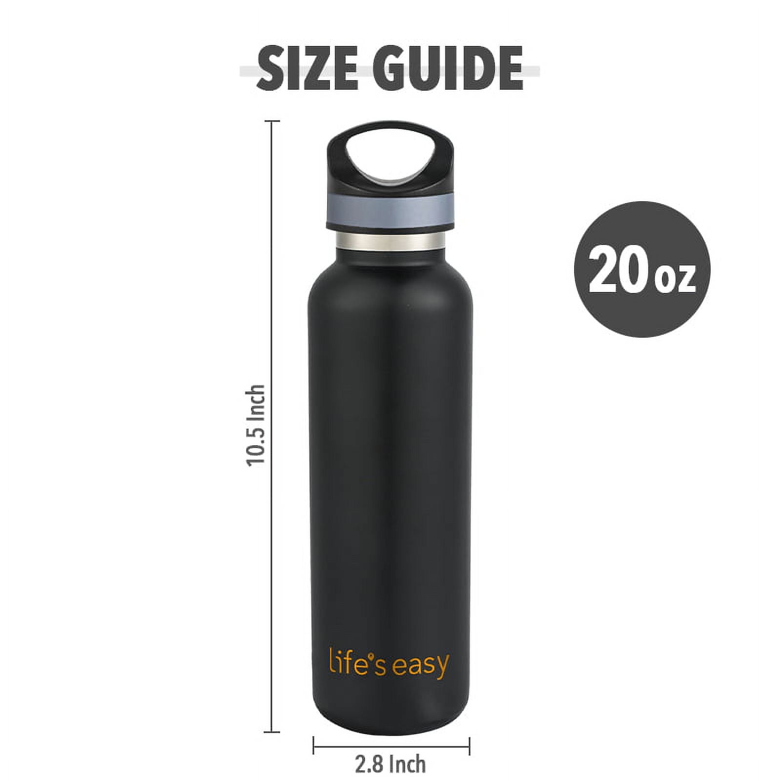 LIFE'S EASY 20 oz. Sports Insulated Water Bottle with Lid. Stainless Steel Vacuum Double Wall Thermo for Modern Hot and Cold Drinks, Simple Metal Hydro Canteen for Travel Men and Women (White) M417D