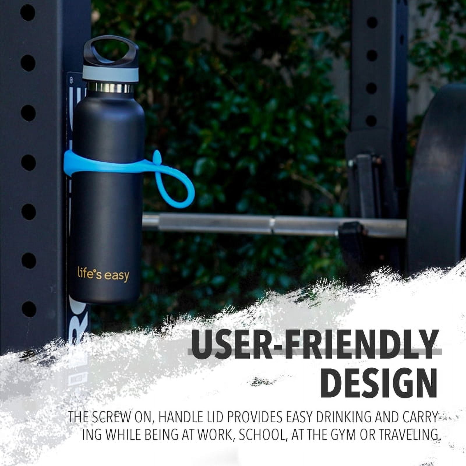 LIFE'S EASY 20 oz. Sports Insulated Water Bottle with Lid. Stainless Steel Vacuum Double Wall Thermo for Modern Hot and Cold Drinks, Simple Metal Hydro Canteen for Travel Men and Women (White) M417D