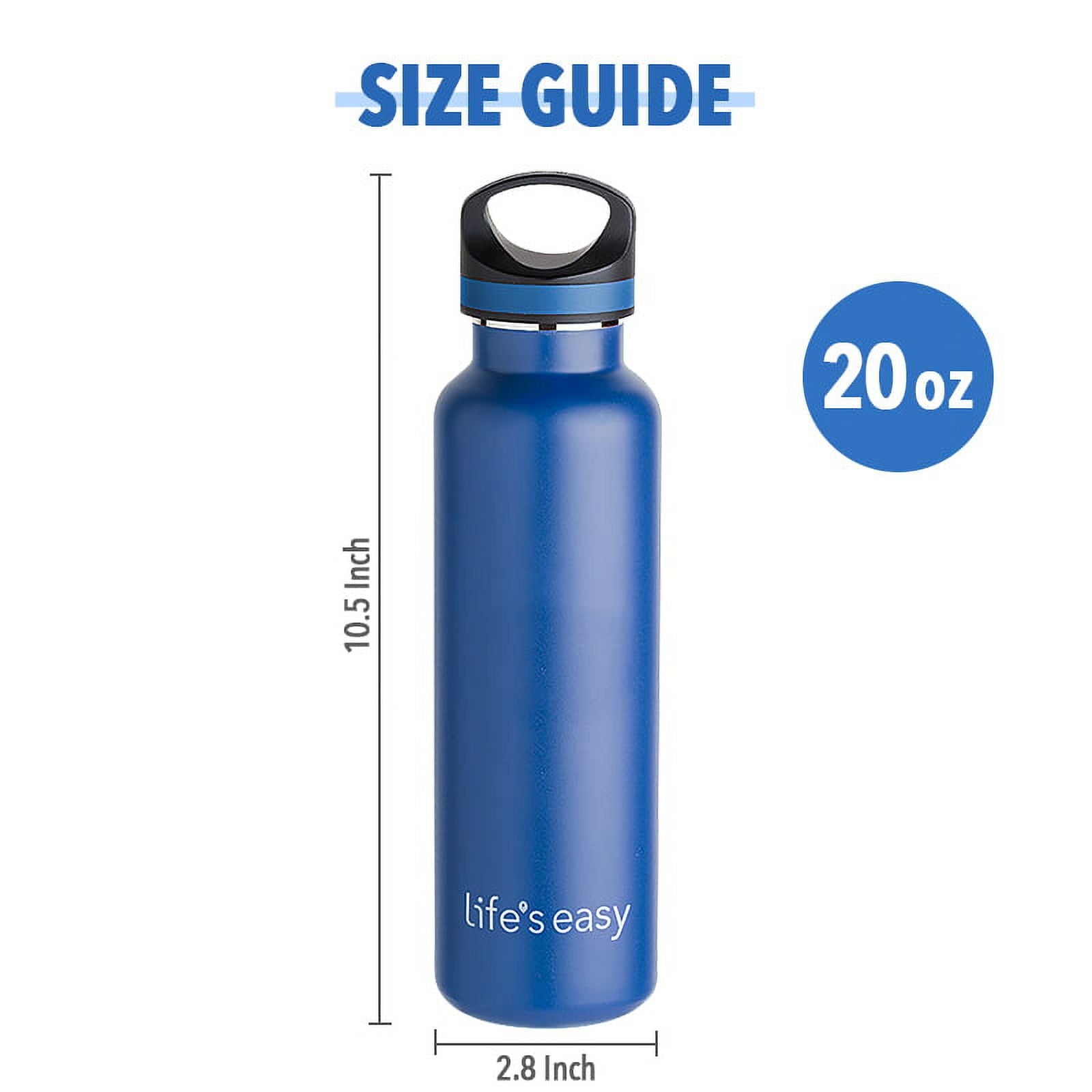 LIFE'S EASY 20 oz. Sports Insulated Water Bottle with Lid. Stainless Steel Vacuum Double Wall Thermo for Modern Hot and Cold Drinks, Simple Metal Hydro Canteen for Travel Men and Women (White) M417D