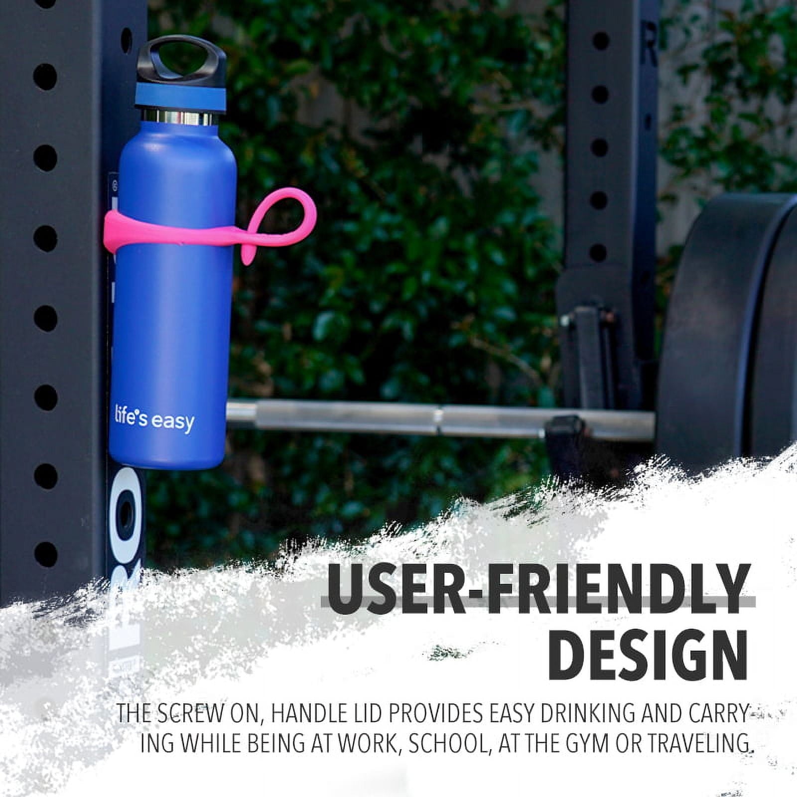 LIFE'S EASY 20 oz. Sports Insulated Water Bottle with Lid. Stainless Steel Vacuum Double Wall Thermo for Modern Hot and Cold Drinks, Simple Metal Hydro Canteen for Travel Men and Women (White) M417D