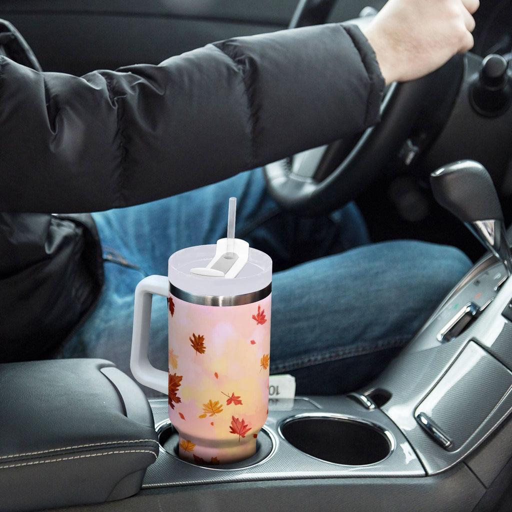 30 oz Insulated Stainless Steel Tumbler Double Wall Stainless Steel Tumbler with 2-Way Drinking Autumn Leaves Falling M588S