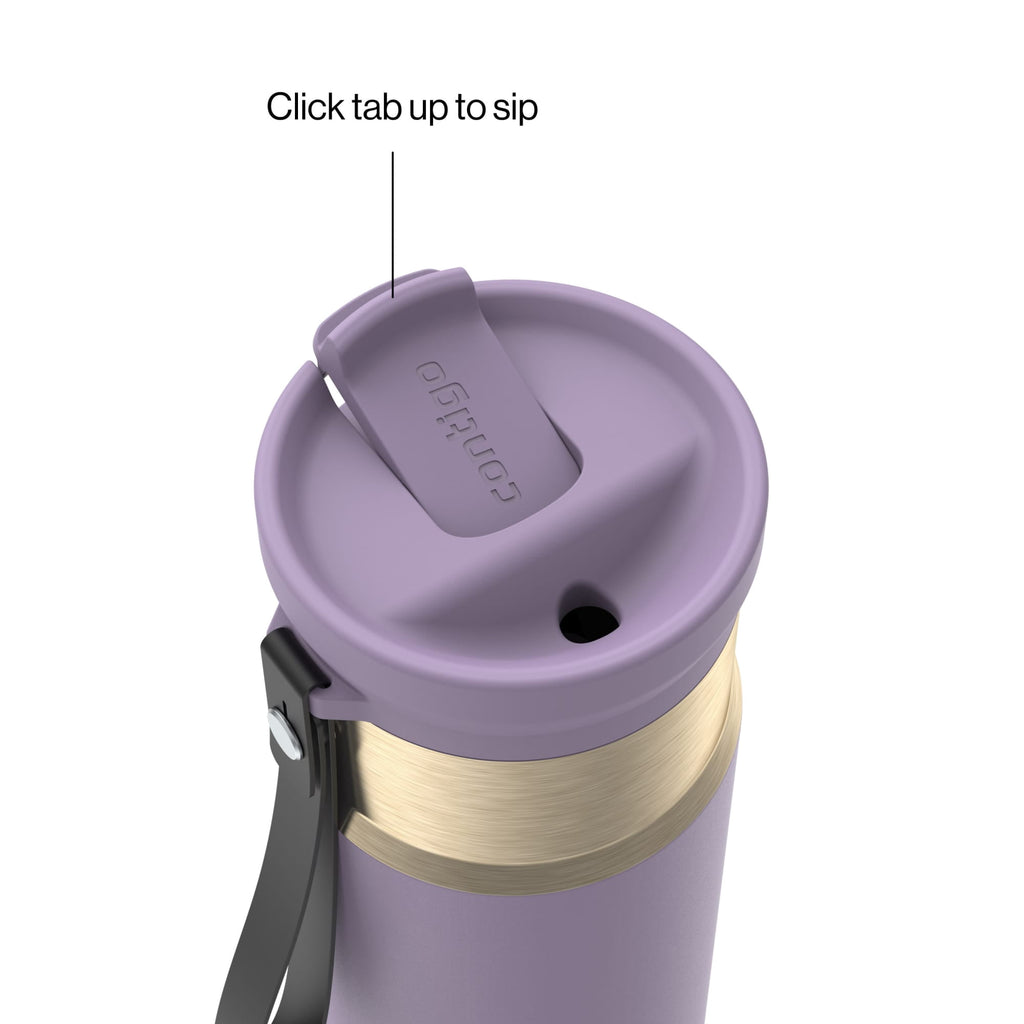 Contigo SnapSeal 16 oz Leakproof Stainless Steel Water Bottle with Carrying Strap M48A