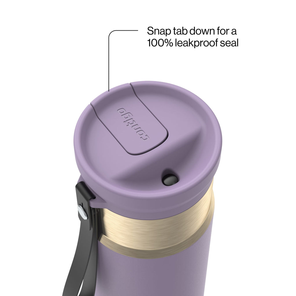 Contigo SnapSeal 16 oz Leakproof Stainless Steel Water Bottle with Carrying Strap M48A