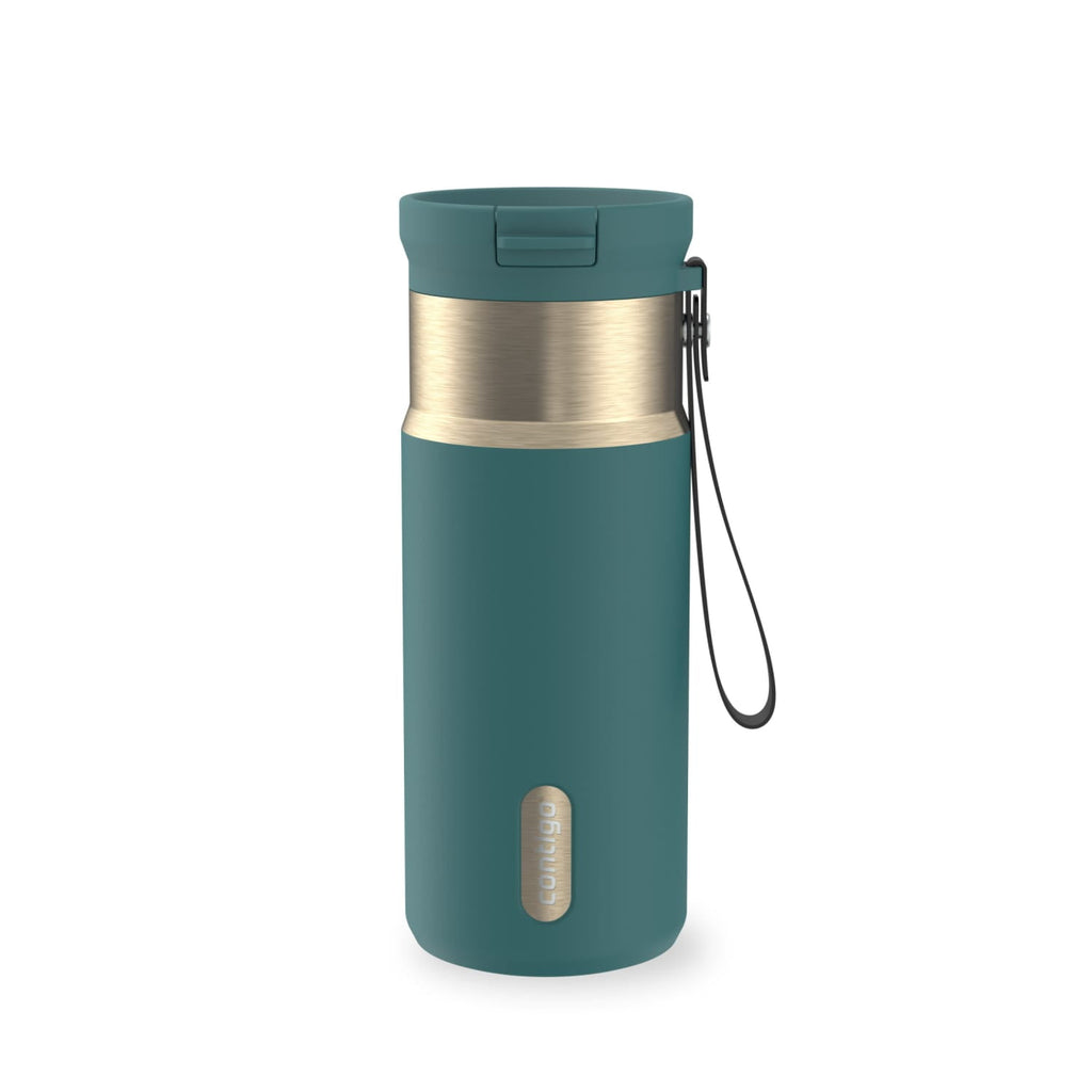 Contigo SnapSeal 16 oz Leakproof Stainless Steel Water Bottle with Carrying Strap M48A