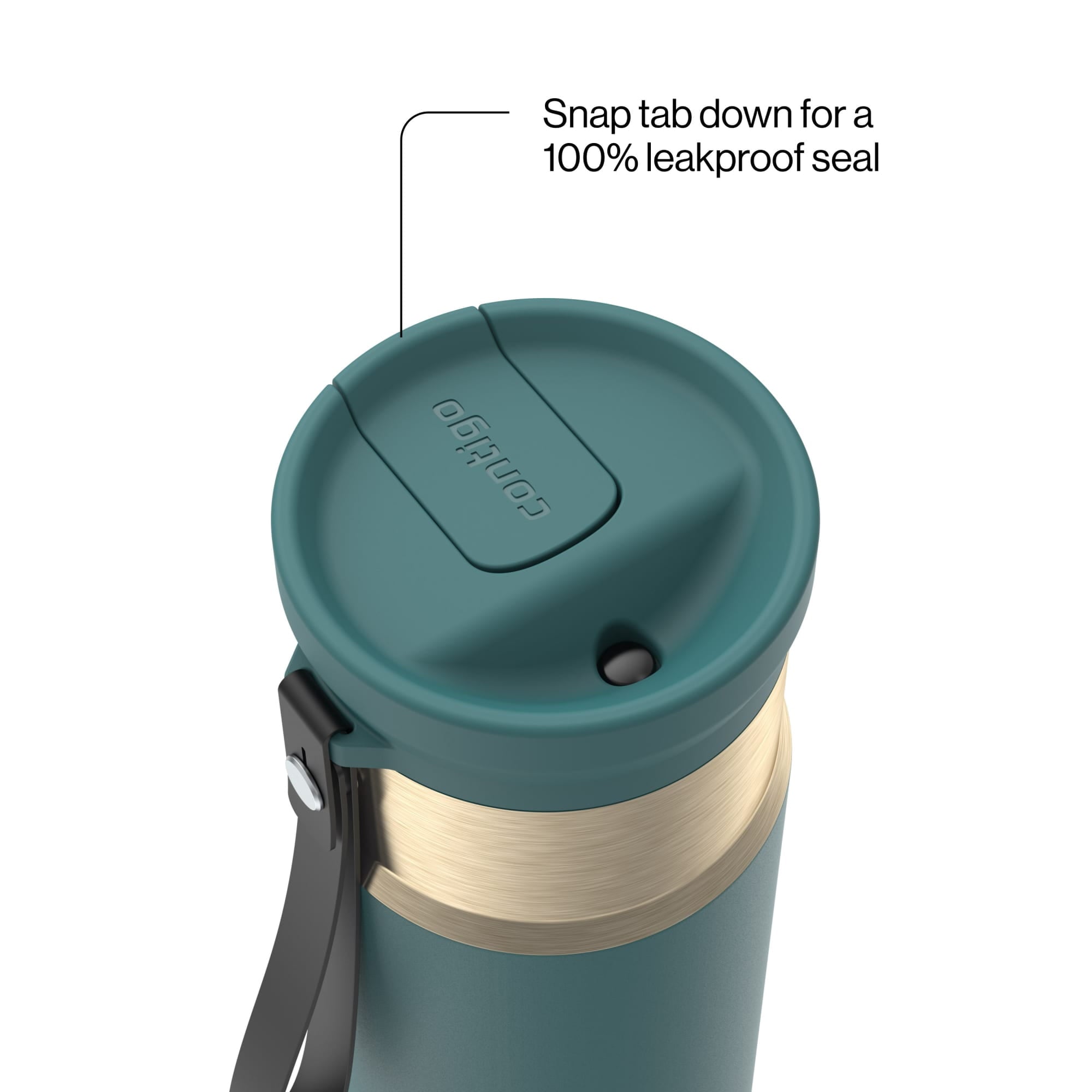 Contigo SnapSeal 16 oz Leakproof Stainless Steel Water Bottle with Carrying Strap M48A